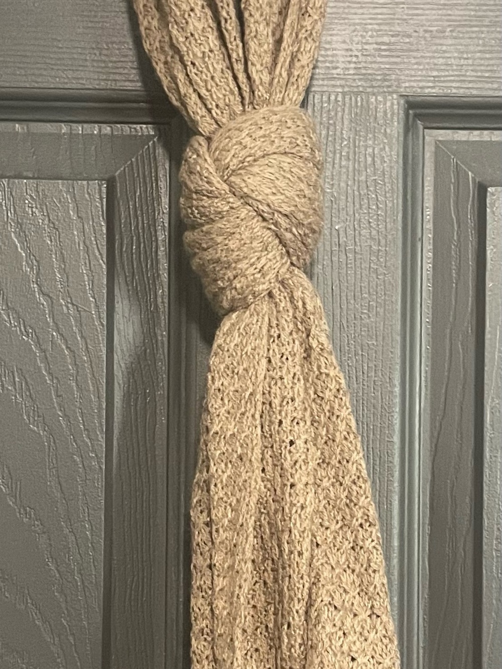 Beige Knit Scarf with Textured Weave